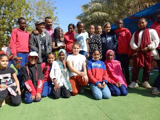 Pupils gathered on the school field during sports day